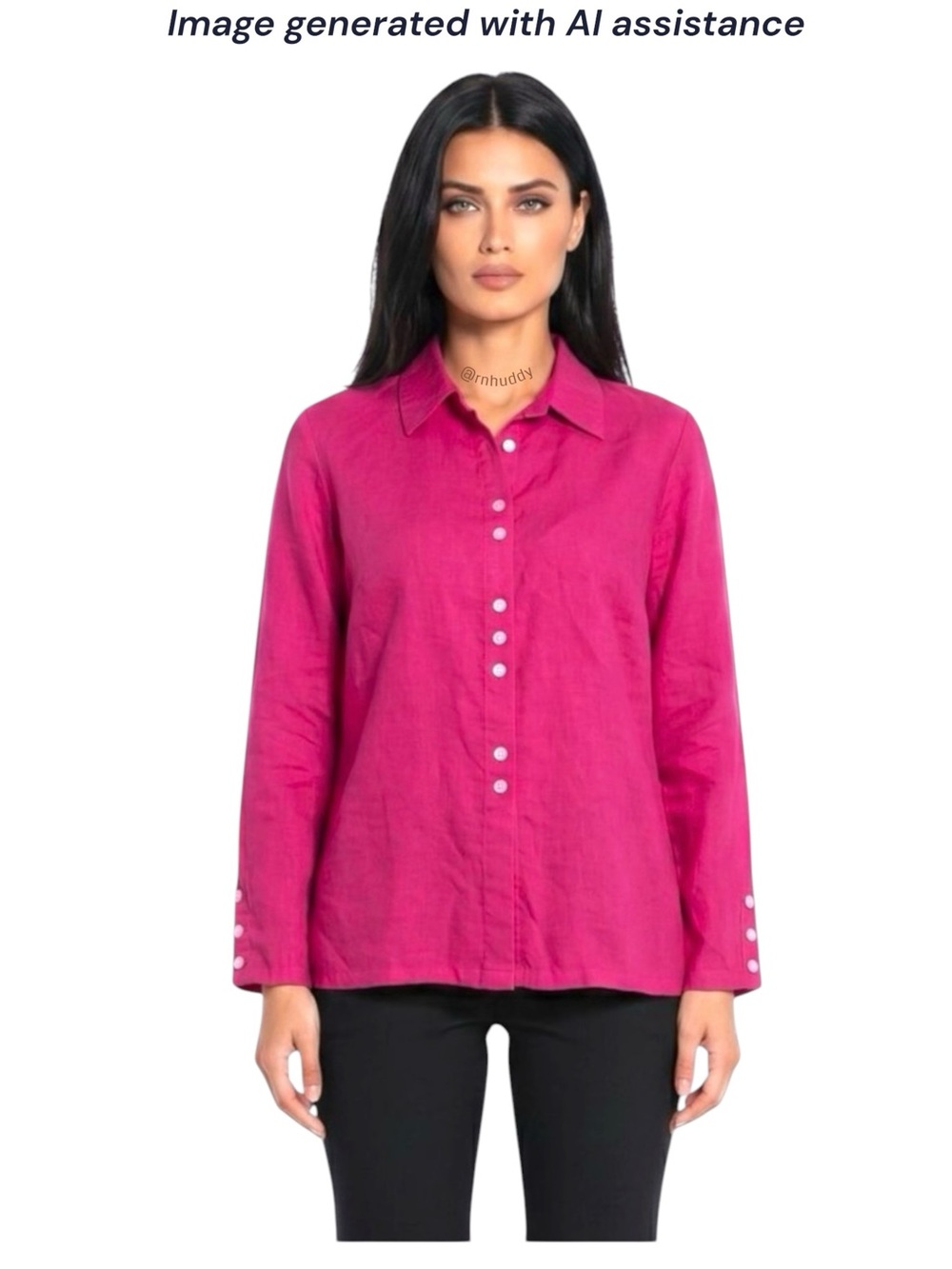 Fridaze Linen Redefined L hot pink 100% linen button up blouse